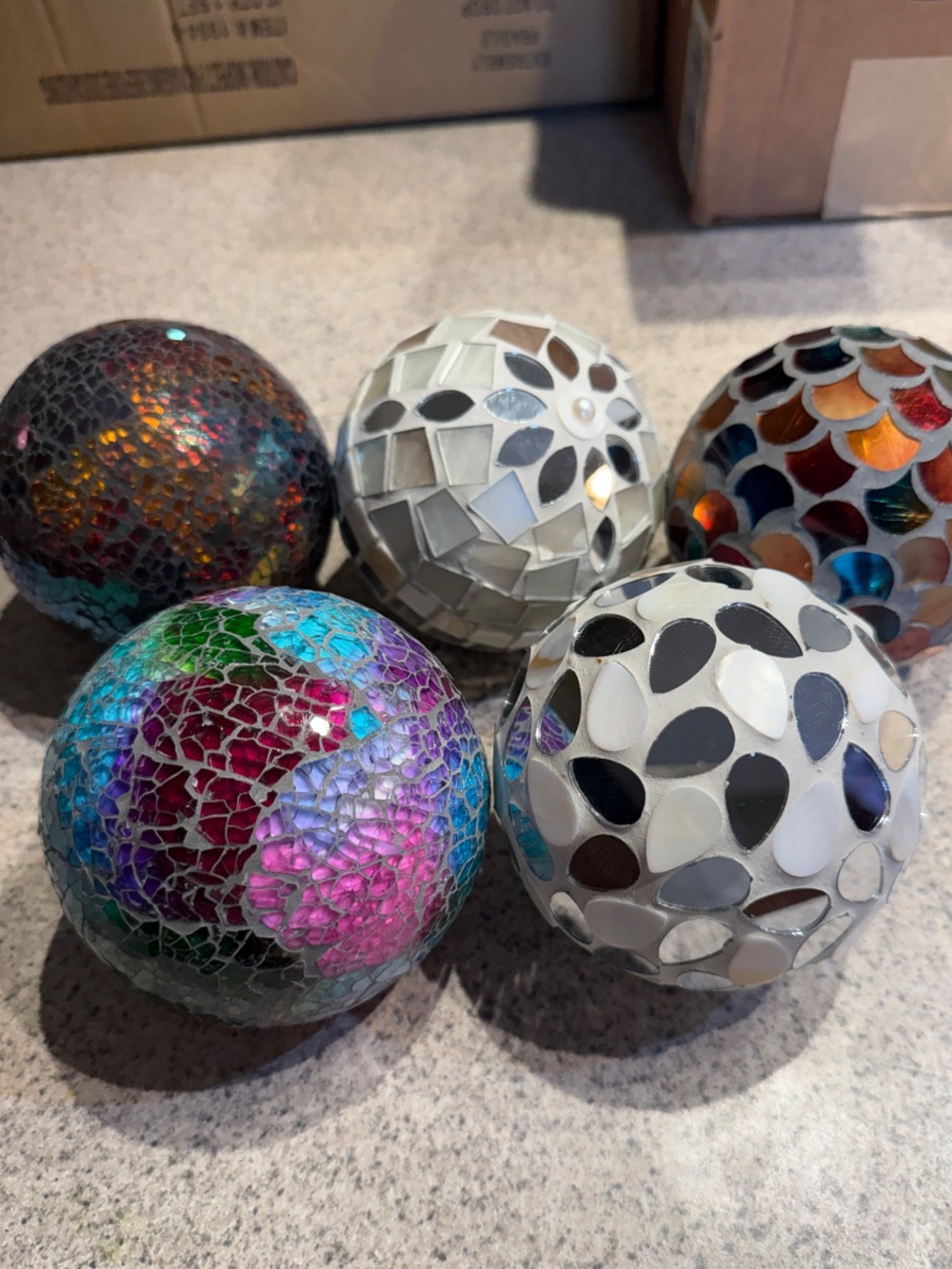 Pier One Mosaic Spheres - Multicolor Glass Orbs